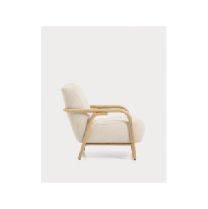 Butaca Sylo de chenilla beige y madera maciza de fresno... 2