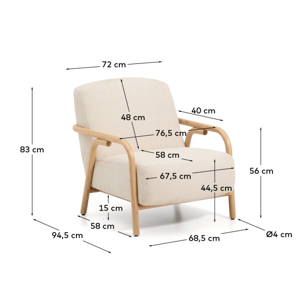 Butaca Sylo de chenilla beige y...