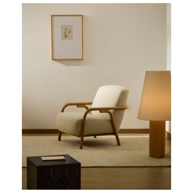 Butaca Sylo de chenilla beige y...