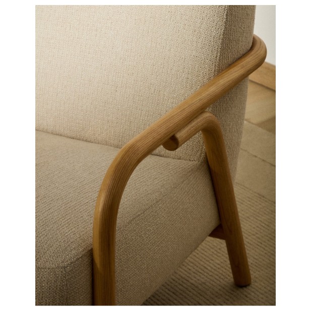 Butaca Sylo de chenilla beige y...