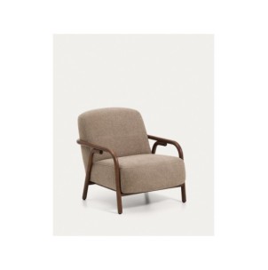 Butaca Sylo de chenilla topo y madera maciza de fresno...