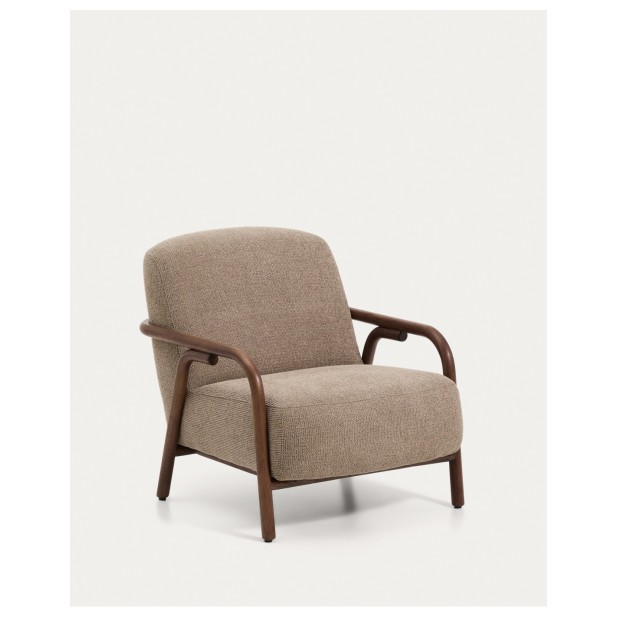 Butaca Sylo de chenilla topo y madera...