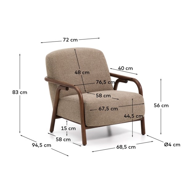 Butaca Sylo de chenilla topo y madera...