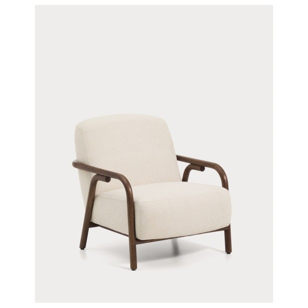 Butaca Sylo de chenilla beige y...