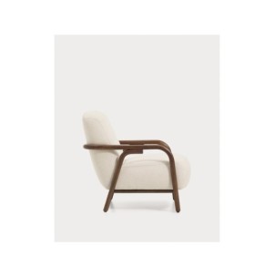 Butaca Sylo de chenilla beige y madera maciza de fresno... 2