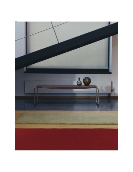 Banco Tarsel de chapa de nogal con estructura de acero inoxidable cepillado 142 cm - Kave Home