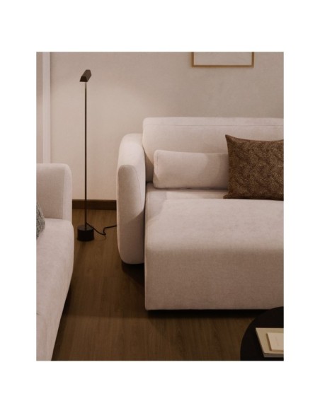 Sofá Lares 2 plazas con asientos deslizantes motorizados y cabezal reclinable de chenilla beige 150 cm - Kave Home
