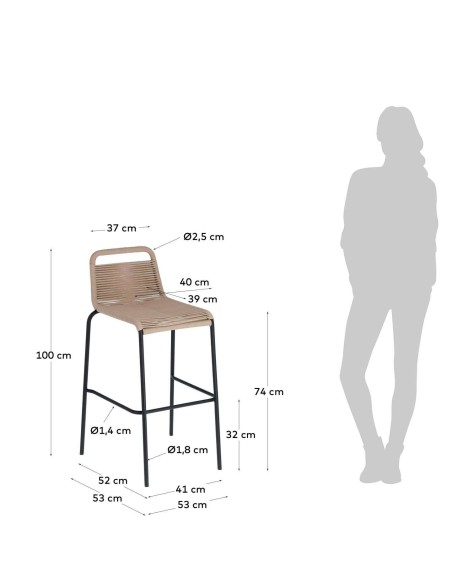 Taburete Lambton beige altura 74 cm - Kave Home