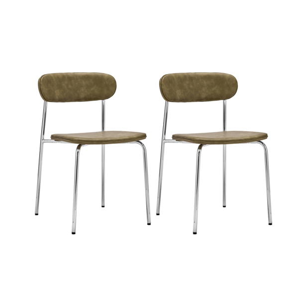 Set 2 Sillas POVA, Cromo / Caqui -...