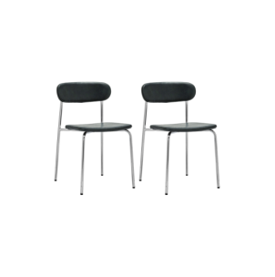 Set 2 Sillas POVA, Cromo / Verde Oscuro - House Doctor