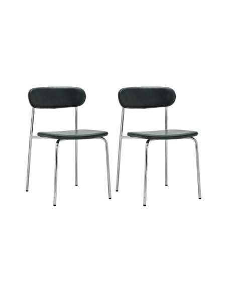 Set 2 Sillas POVA, Cromo / Verde Oscuro - House Doctor