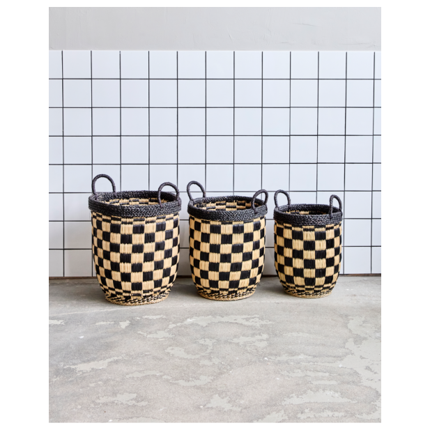 Set 3 Cestas BASKED, Negro / Natural...