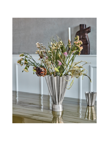 Jarrón FLOOD, Acabado Plateado Cepillado - House Doctor