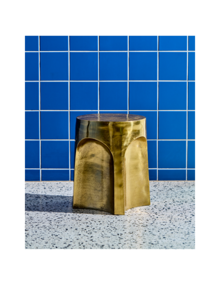 Mesita de Noche RIGA, Acabado Oro Envejecido - House Doctor