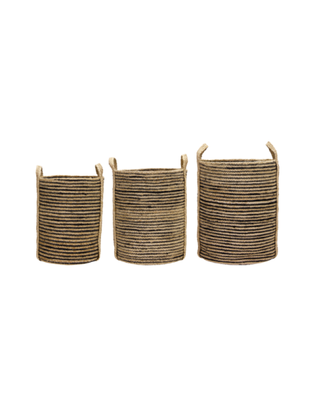 Set 3 Cestas de Almacenaje DUNGI, Negro / Natural - House Doctor