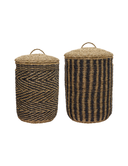 Set 2 Cestas de Lavandería CESTO, Natural / Negro - House Doctor