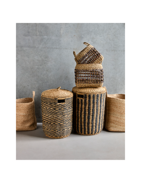 Set 2 Cestas de Lavandería CESTO, Natural / Negro - House Doctor