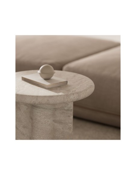 Mesa de Centro Exterior ODENSE Ø50 cm, Mármol Travertino