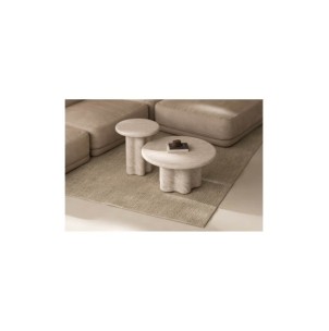 Mesa de Centro Exterior ODENSE Ø80 cm, Mármol Travertino