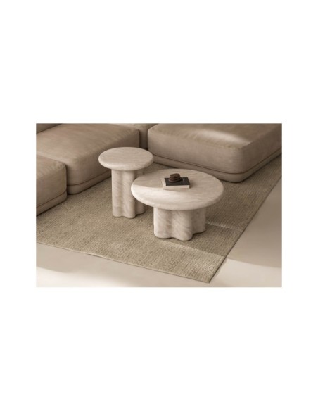 Mesa de Centro Exterior ODENSE Ø80 cm, Mármol Travertino