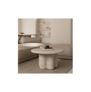 Mesa de Centro Exterior ODENSE Ø80 cm, Mármol Travertino 2