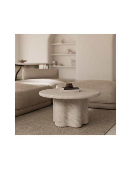 Mesa de Centro Exterior ODENSE Ø80 cm, Mármol Travertino