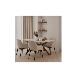 Mesa AARHUS 140x90 cm de Comedor, Blanco / Nogal 2