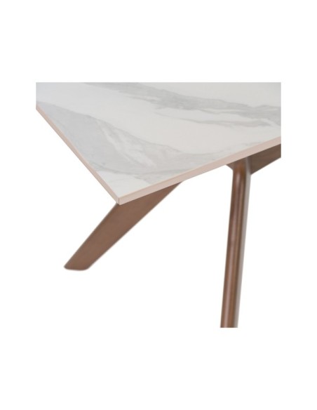 Mesa AARHUS 140x90 cm de Comedor, Blanco / Nogal