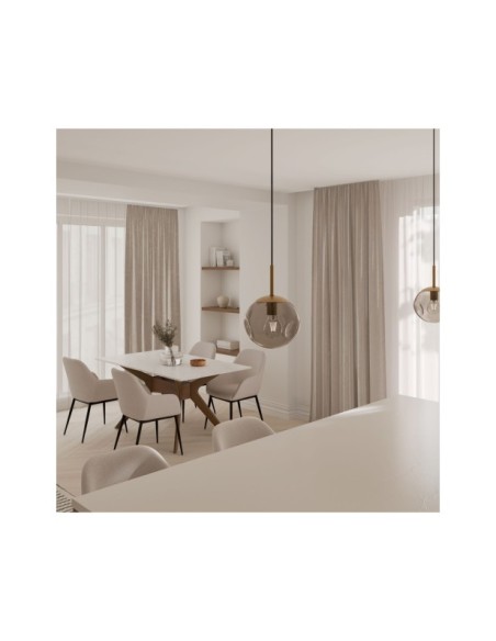 Mesa AARHUS 140x90 cm de Comedor, Blanco / Nogal