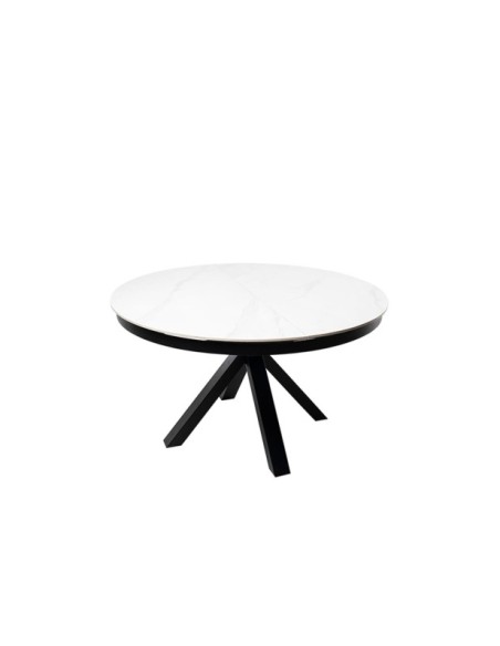 Mesa Extensible SKYLER Ø130/180 cm de Comedor, Blanco / Negro