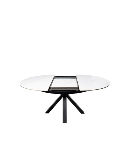 Mesa Extensible SKYLER Ø130/180 cm de Comedor, Blanco / Negro