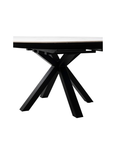 Mesa Extensible SKYLER Ø130/180 cm de Comedor, Blanco / Negro