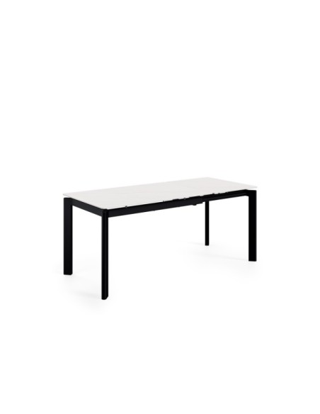 Mesa FIONA 120x80 cm de Comedor, Blanco / Negro