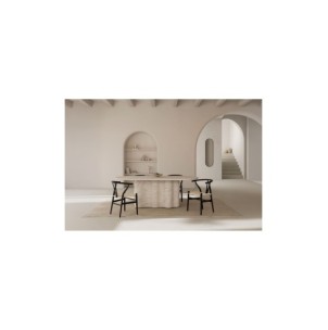 Mesa IRKA 220x109 cm de Comedor, Mármol Travertino