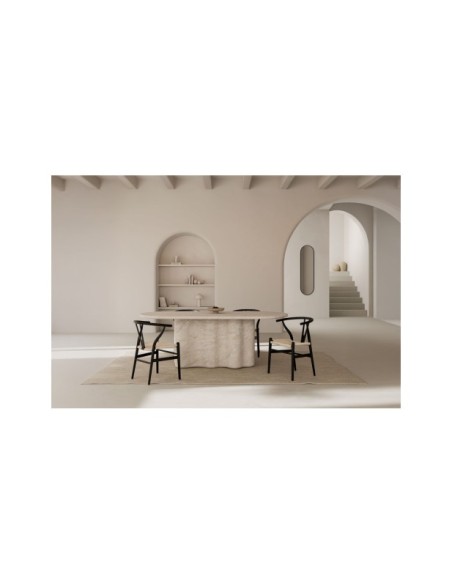 Mesa IRKA 220x109 cm de Comedor, Cemento Acabado Travertino