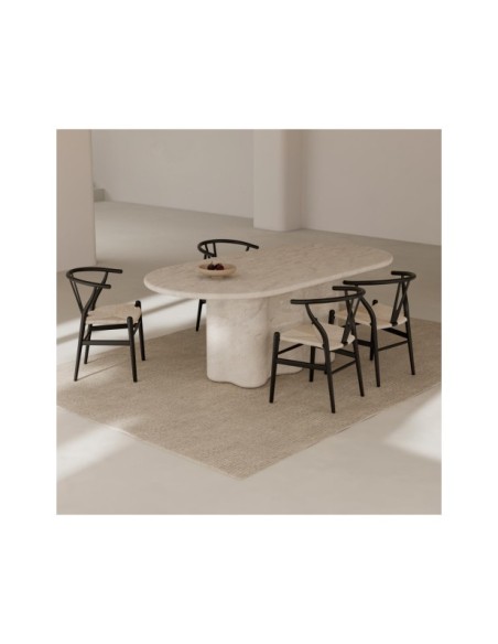 Mesa IRKA 220x109 cm de Comedor, Cemento Acabado Travertino