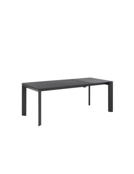 Mesa Extensible LORENZ 140/200 cm de Comedor, Negro / Negro