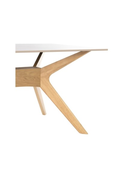 Mesa AARHUS 140x90 cm de Comedor, Blanco / Roble