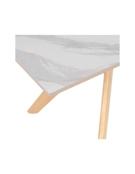 Mesa AARHUS 160x90 cm de Comedor, Blanco / Roble