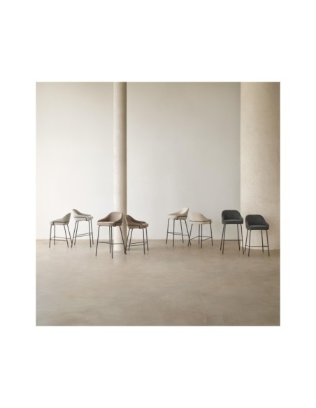 Taburete Alto HELSINGØR 66 cm, Textil Gris Claro