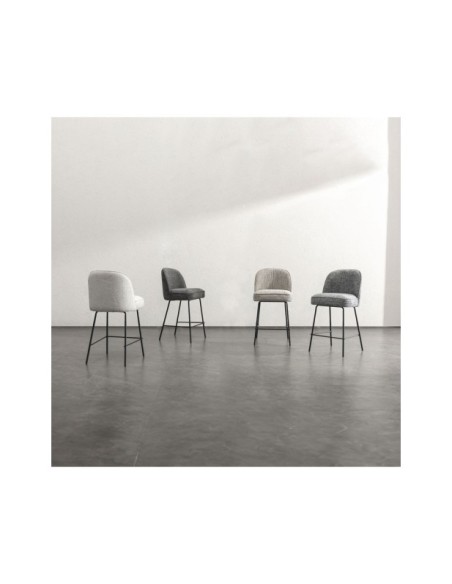 Taburete Alto SVEND 65 cm, Textil Gris Claro