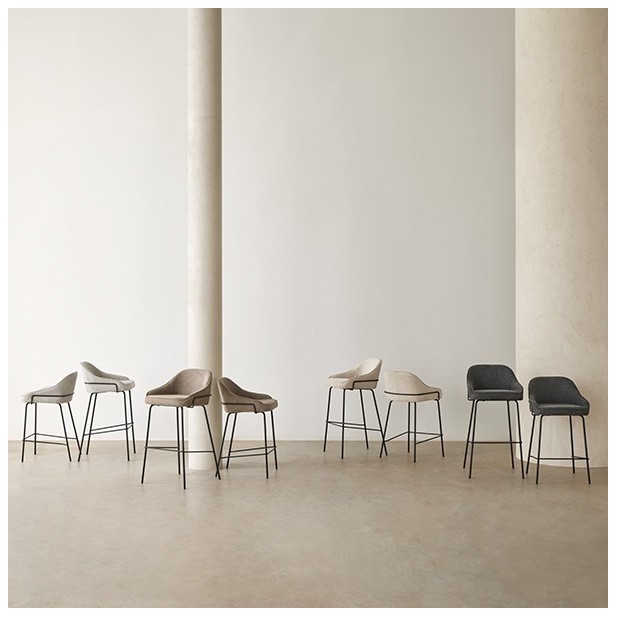 Taburete Alto LARA, Textil Gris Claro