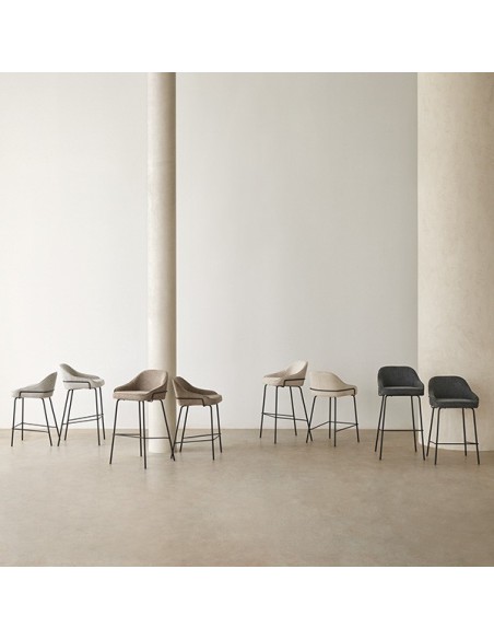 Taburete Alto LARA, Textil Gris Claro