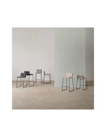 Taburete Alto ODIN 64 cm, Textil Gris Oscuro