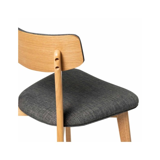 Silla HANSEL, Roble / Textil Gris Oscuro