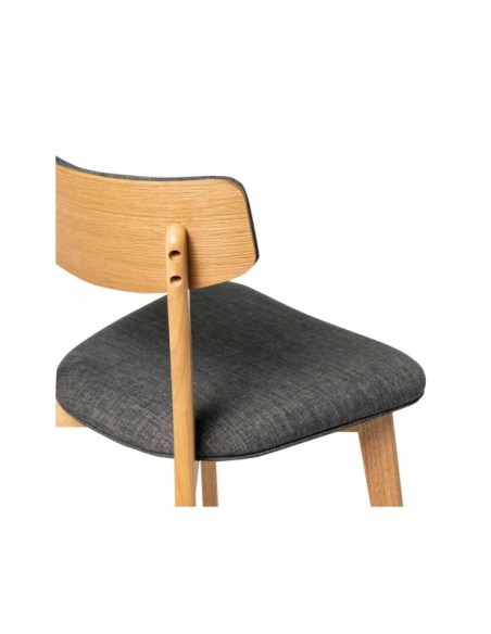 Silla HANSEL, Roble / Textil Gris Oscuro