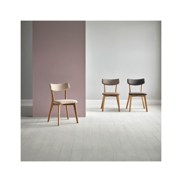 Silla HANSEL, Roble / Textil Gris Oscuro