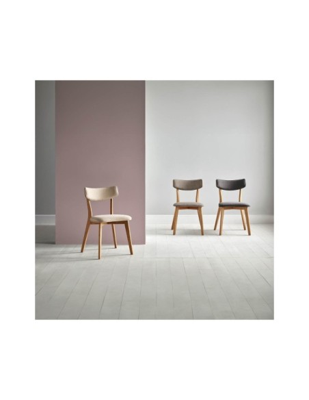 Silla HANSEL, Roble / Textil Gris Oscuro