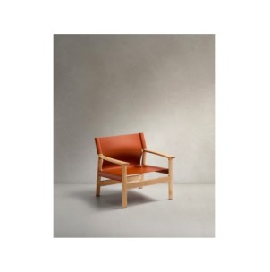 Butaca Jan de fibras de cuero reciclado marrón claro y...