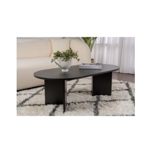 Mesa de Centro Ovalada SILKE, MDF Acabado Madera Negra